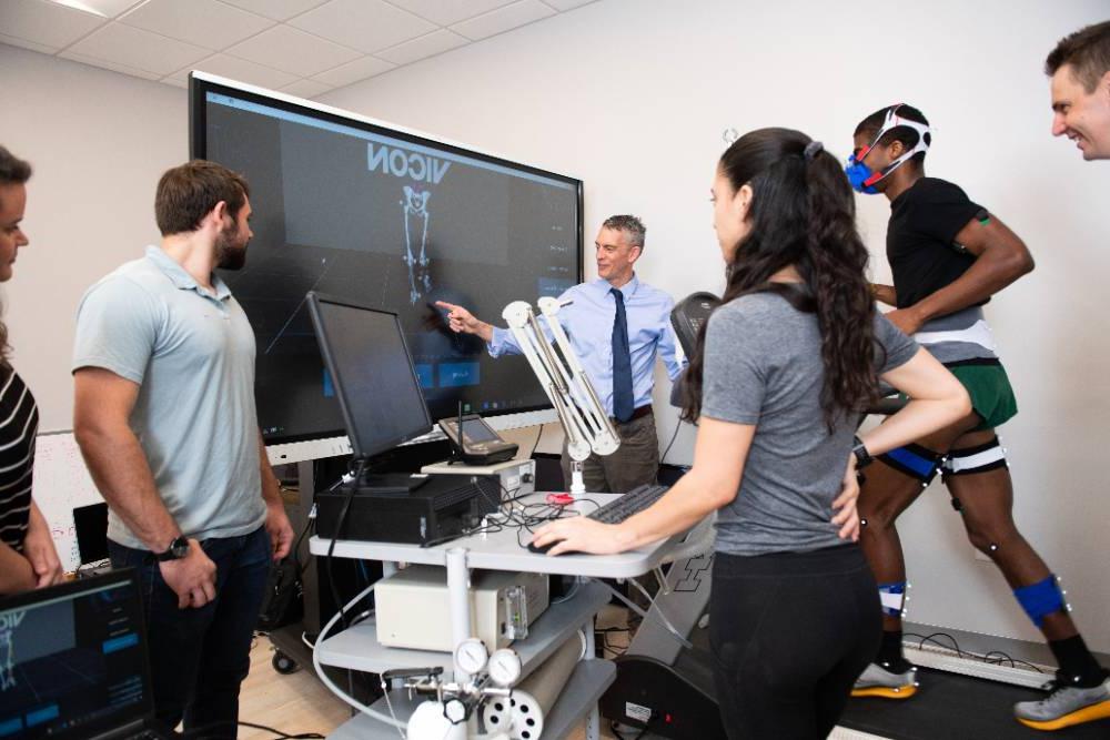 Exercise science instructor teaching students